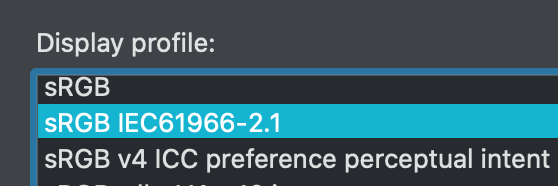 Set Display to an sRGB profile